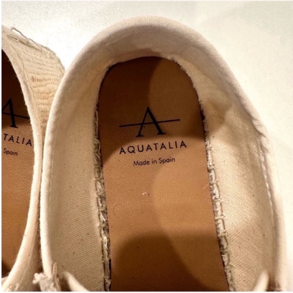 Aquatalia Flyn Cream low top lace up flatform espadrille sneakers 5 EUC - Picture 6 of 8